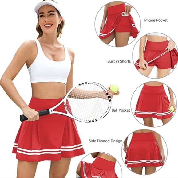 Red and white tennis/golf skort - Picture 2 of 4